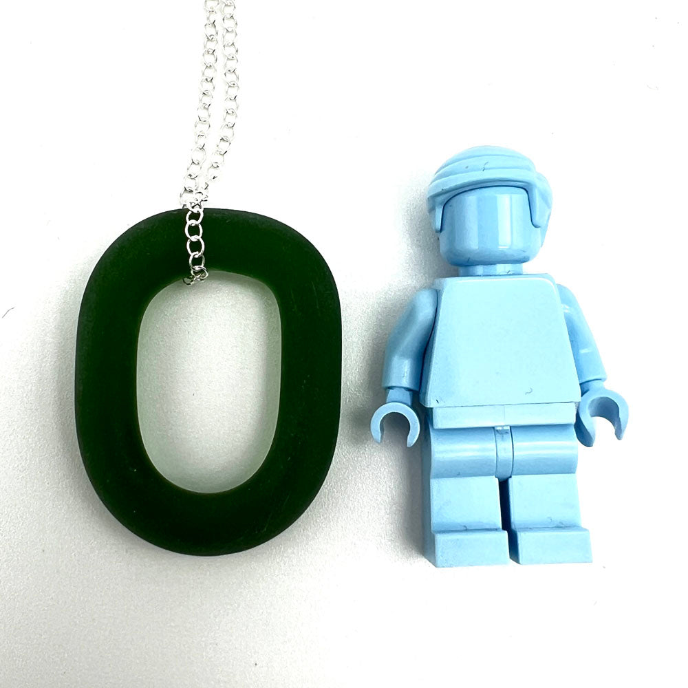 Frosted Green Glass Link Necklace