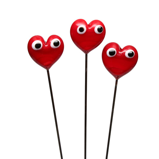 Red Heart with Eyes Plant Decoration