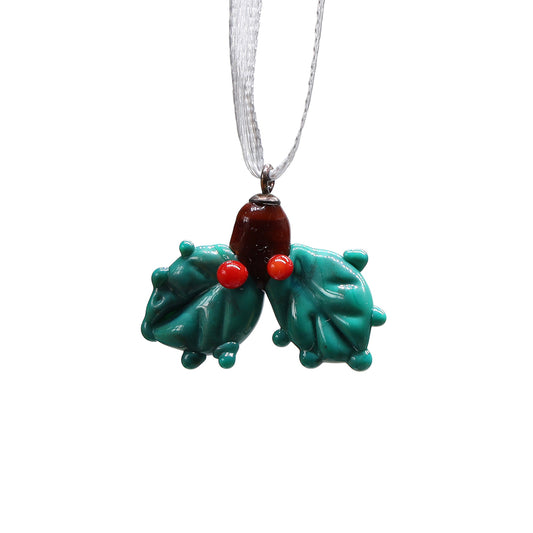 Tiny Glass Holly Hanging Decoration