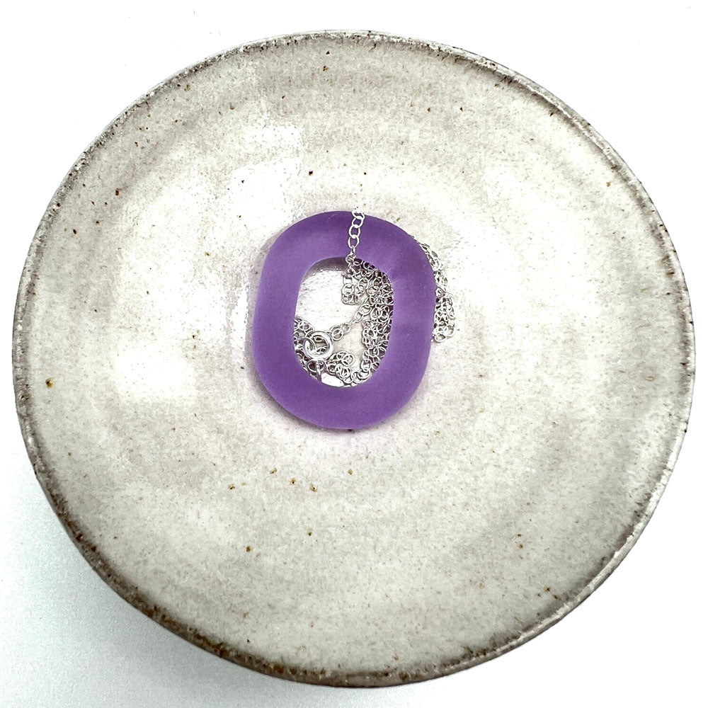 Frosted Lilac Glass Link Necklace