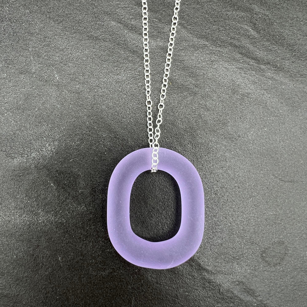 Frosted Lilac Glass Link Necklace