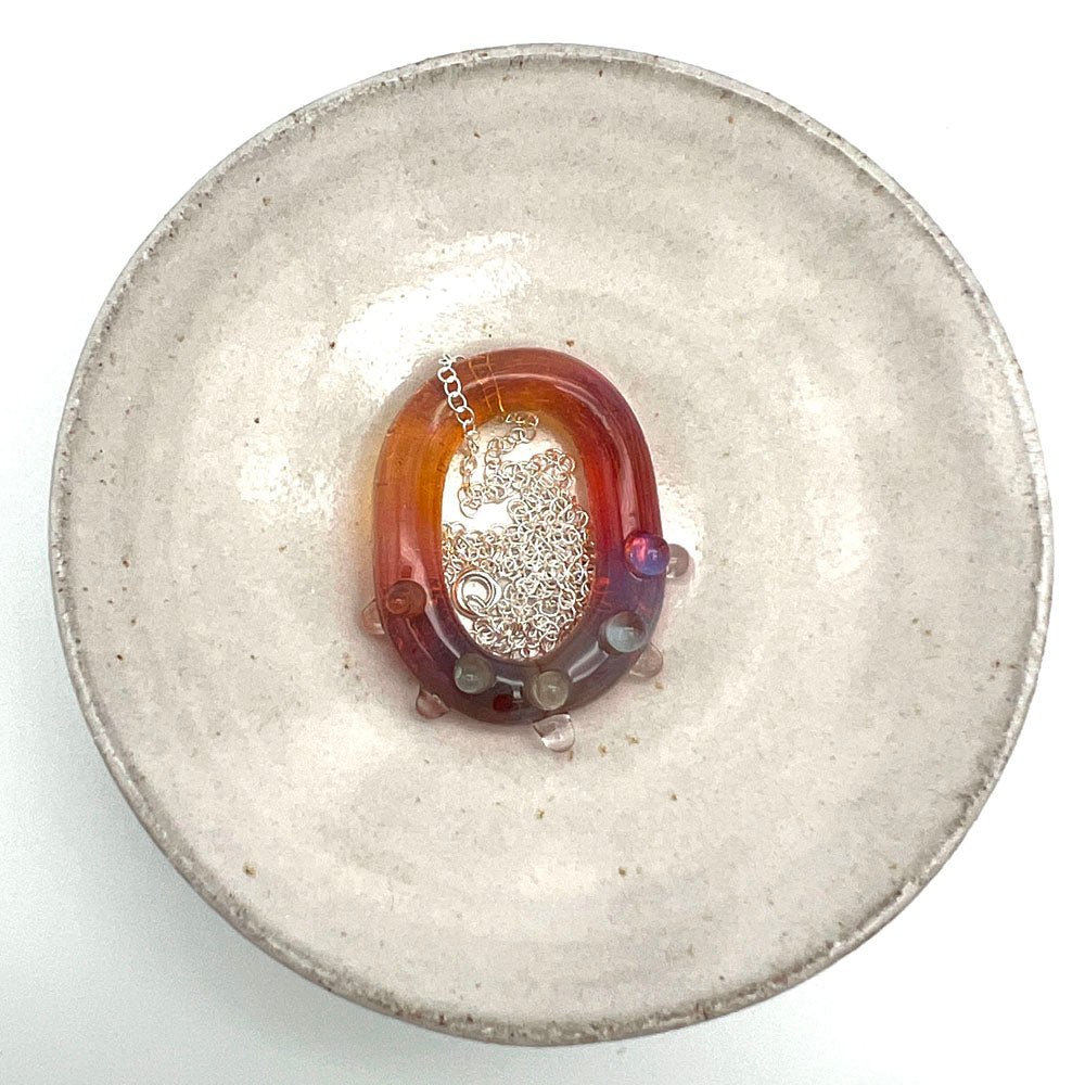 Pink Mai Tai Water Droplet Glass Link Necklace