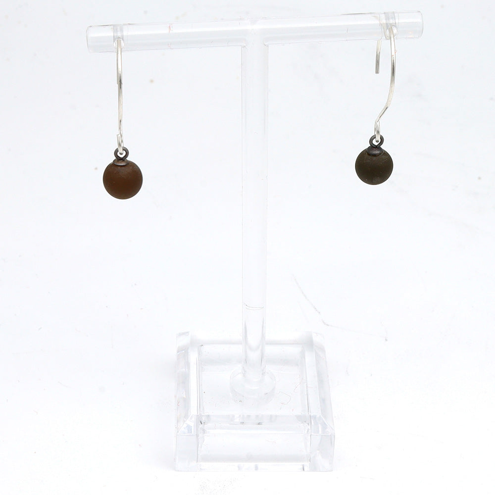 Frosted Marmite Jar Tiny Ball Silver Hoop Earrings