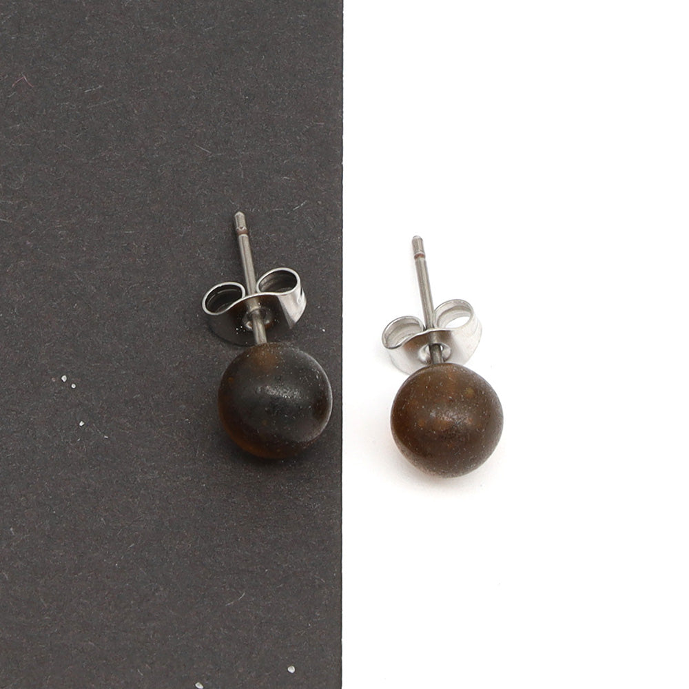 Frosted Marmite Jar Glass Stud Earrings