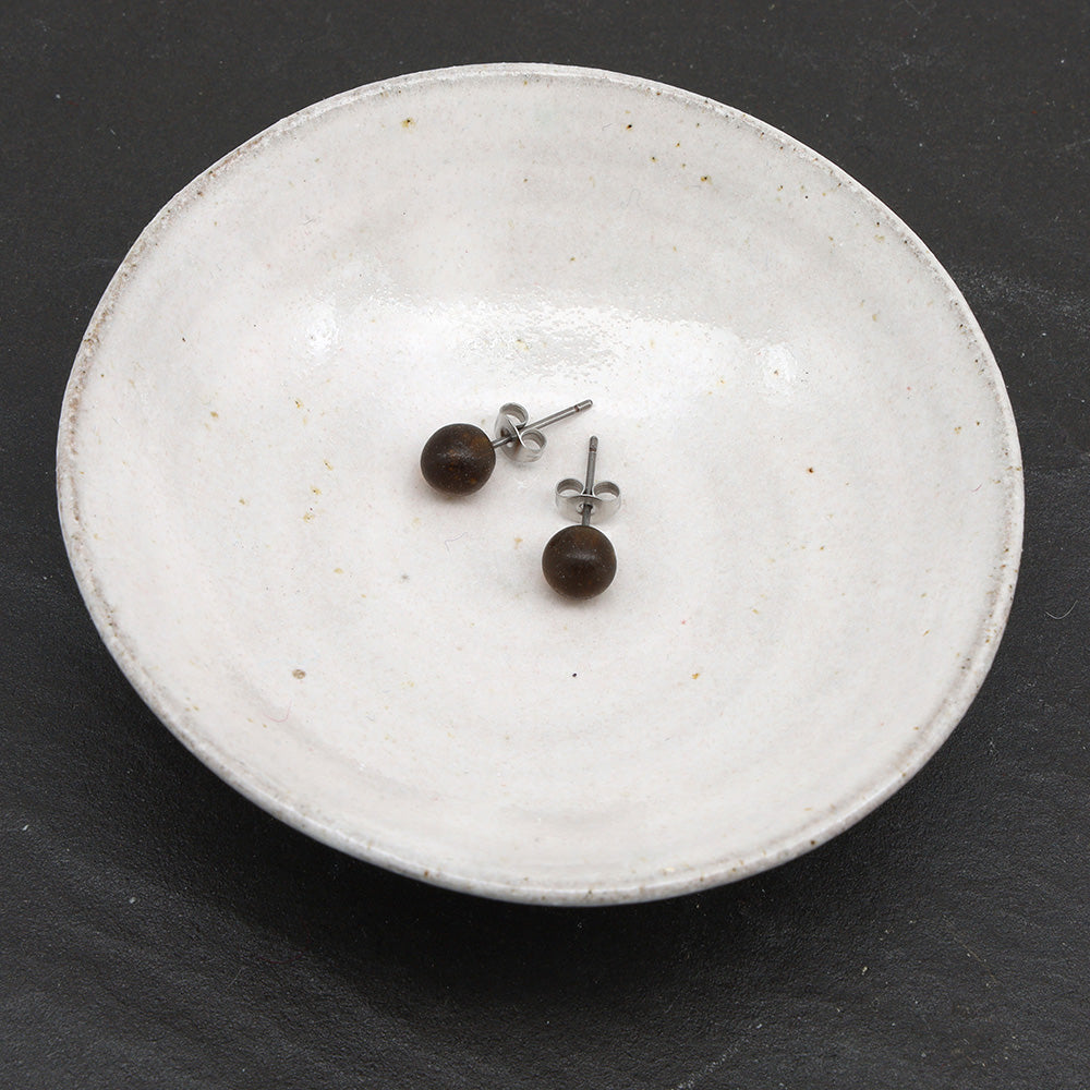 Frosted Marmite Jar Glass Stud Earrings