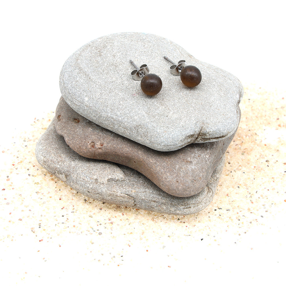 Frosted Marmite Jar Glass Stud Earrings