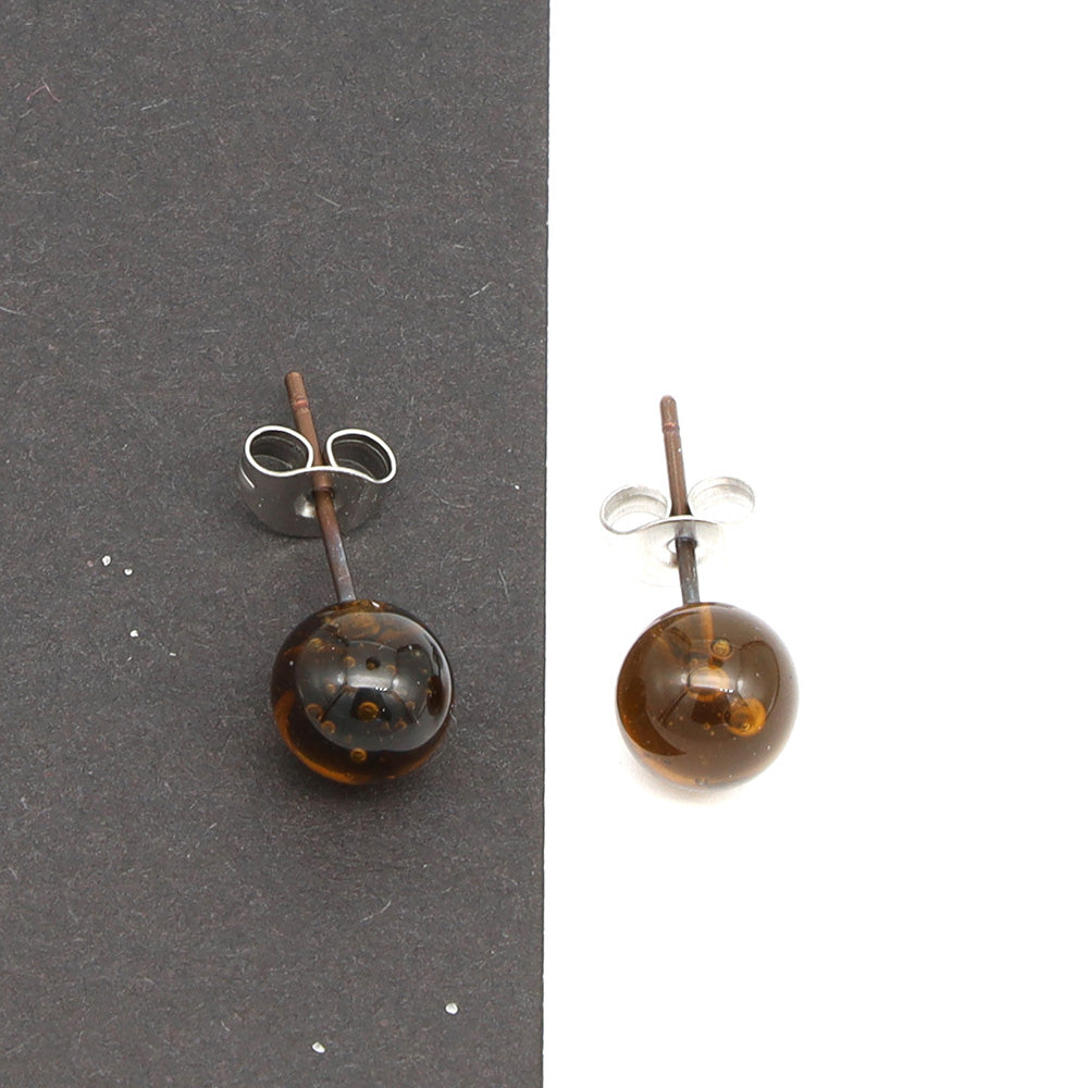 Shiny Marmite Jar Glass Stud Earrings