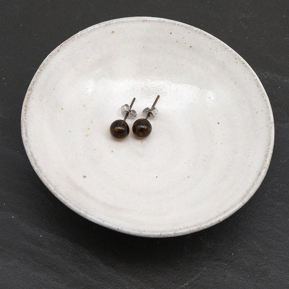 Shiny Marmite Jar Glass Stud Earrings