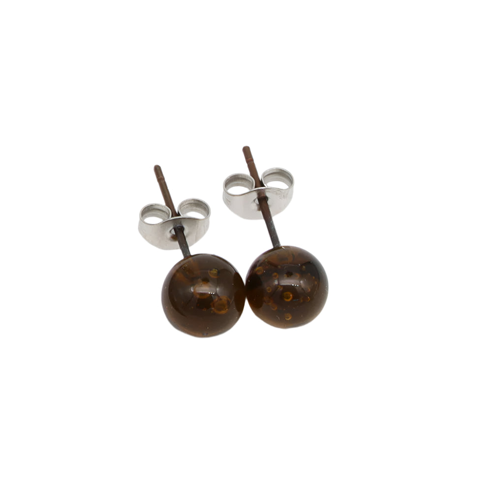 Shiny Marmite Jar Glass Stud Earrings