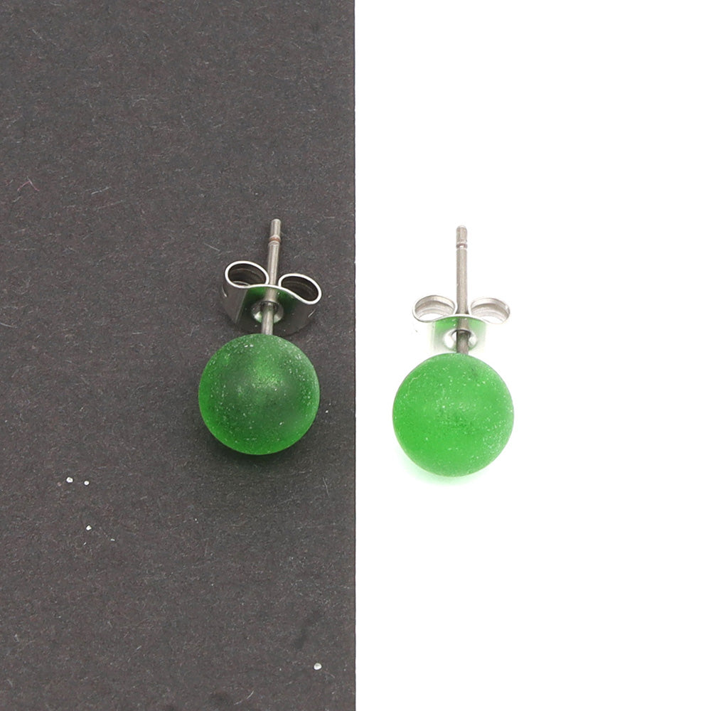 Frosted Martini Bottle Glass Stud Earrings