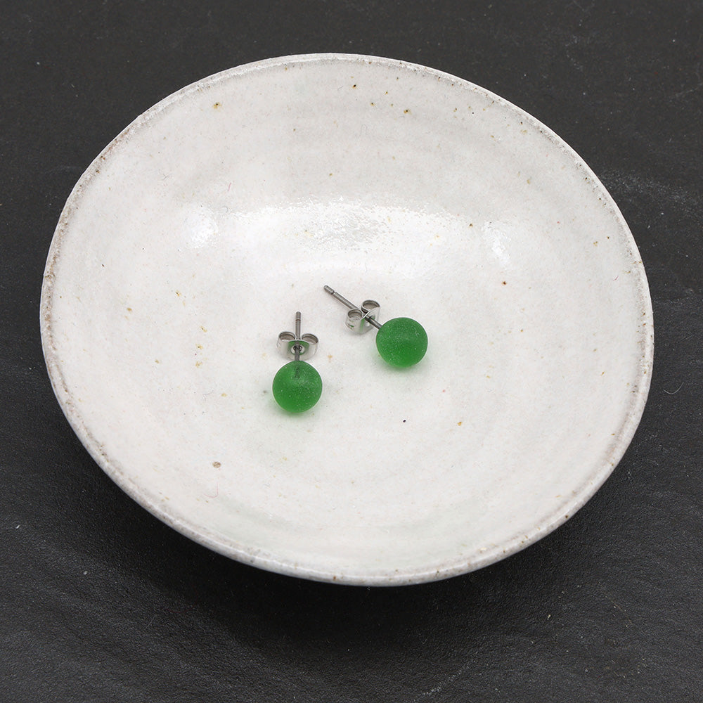 Frosted Martini Bottle Glass Stud Earrings