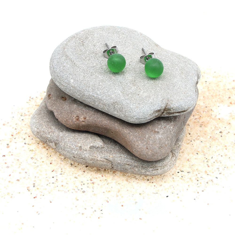 Frosted Martini Bottle Glass Stud Earrings