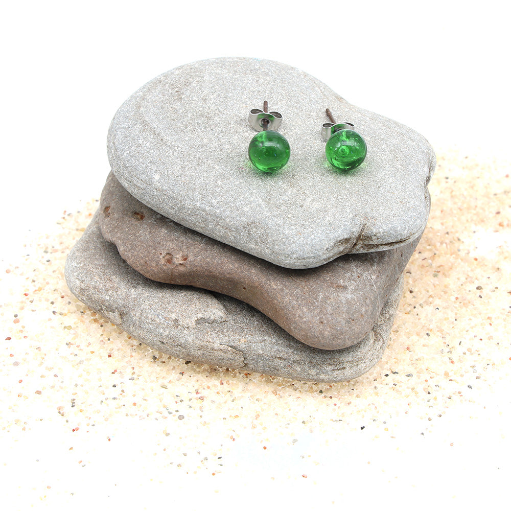 Shiny Martini Bottle Glass Stud Earrings