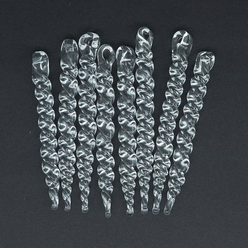 Set of 8 Large Glass Icicle Hanging Decorations