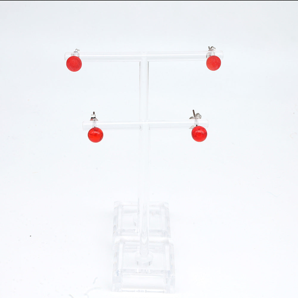 Frosted Transparent Orange Glass Stud Earrings