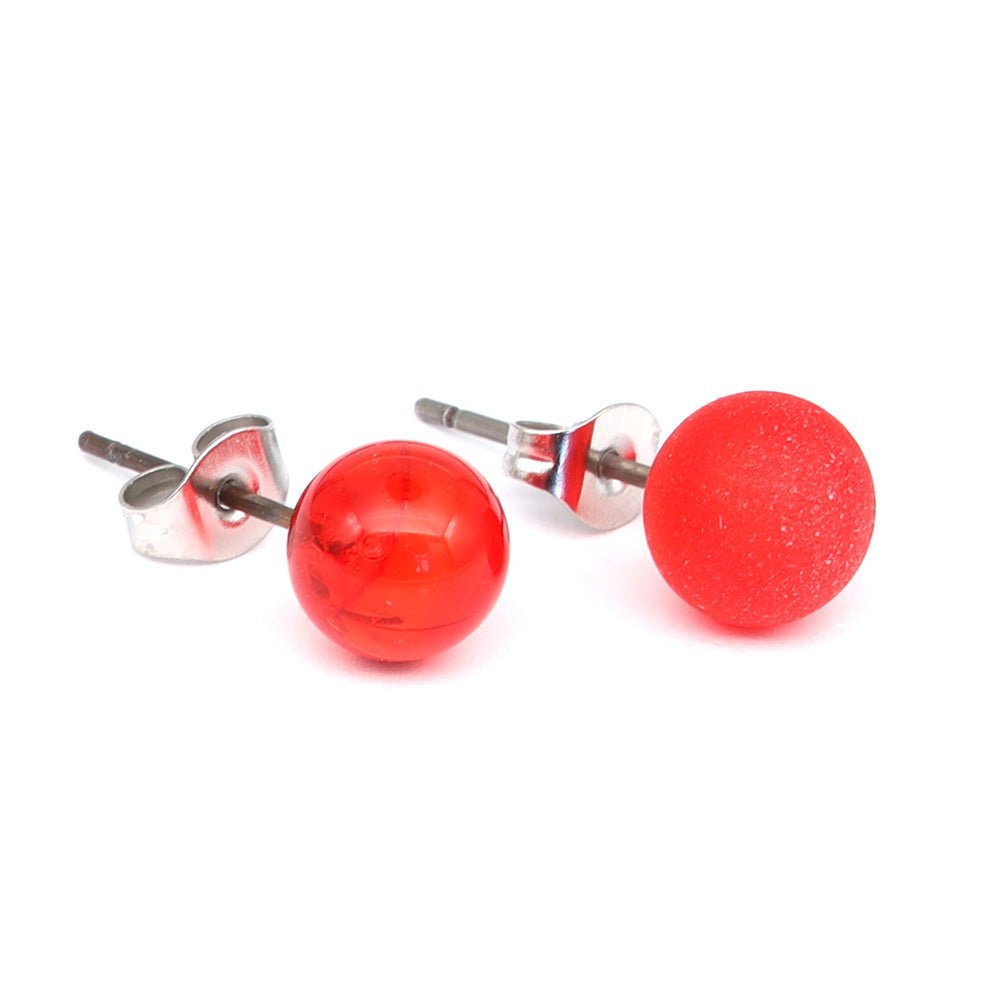 Frosted Transparent Orange Glass Stud Earrings