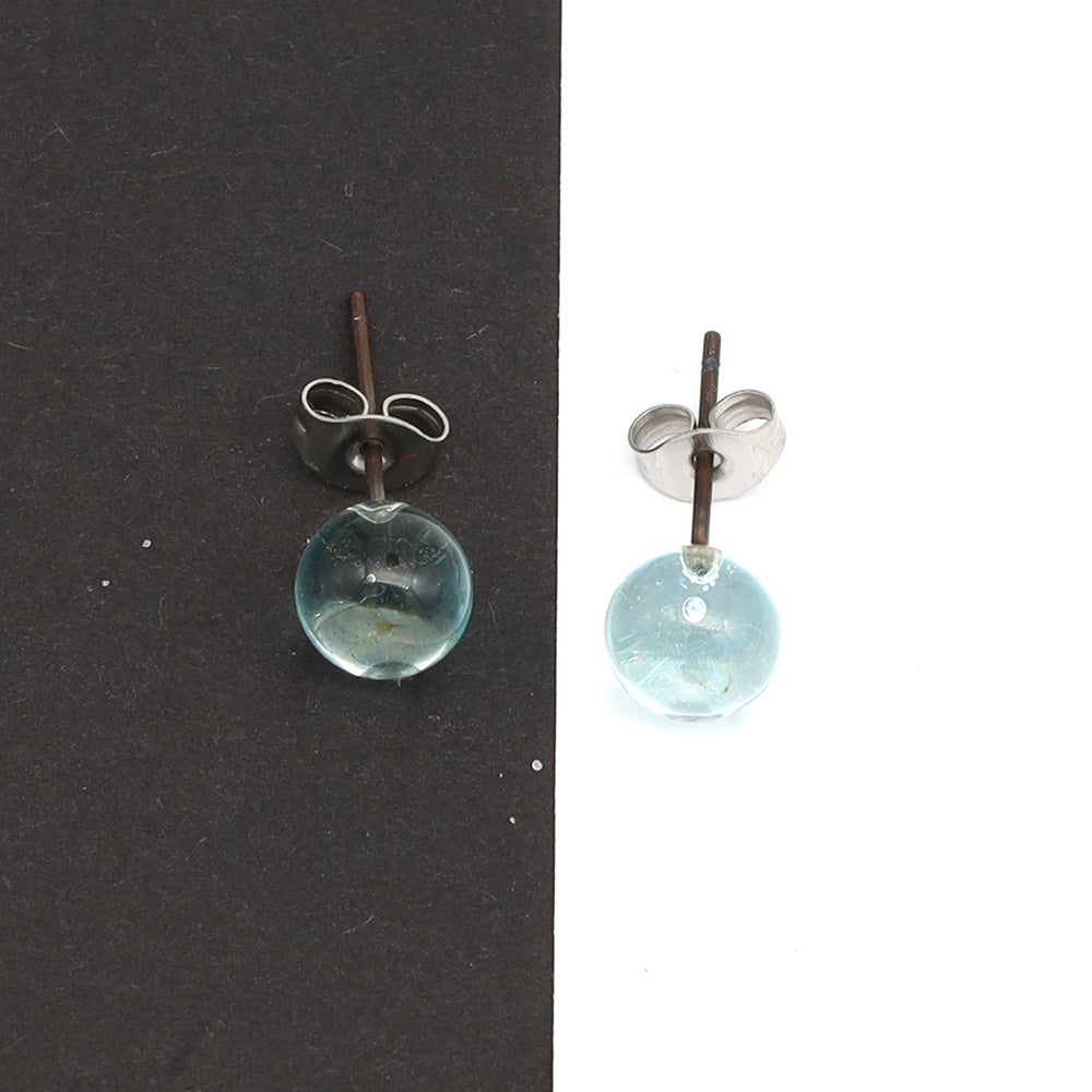 Shiny Transparent Light Blue Glass Stud Earrings