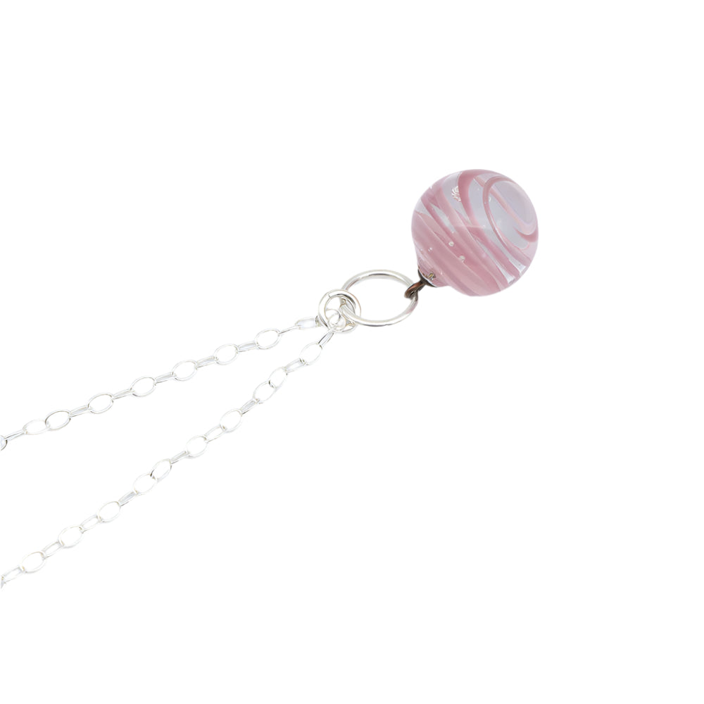 Pink and Purple Glass Marble Necklace