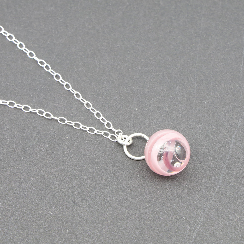 Pink and Purple Glass Marble Necklace