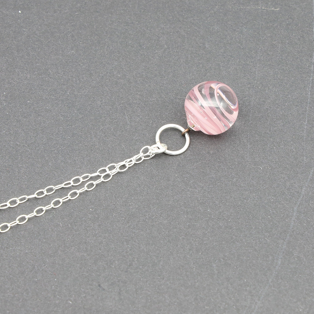 Pink and Purple Glass Marble Necklace