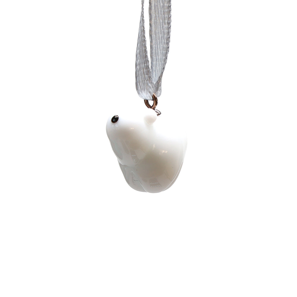 Tiny Glass Polar Bear Hanging Decoration