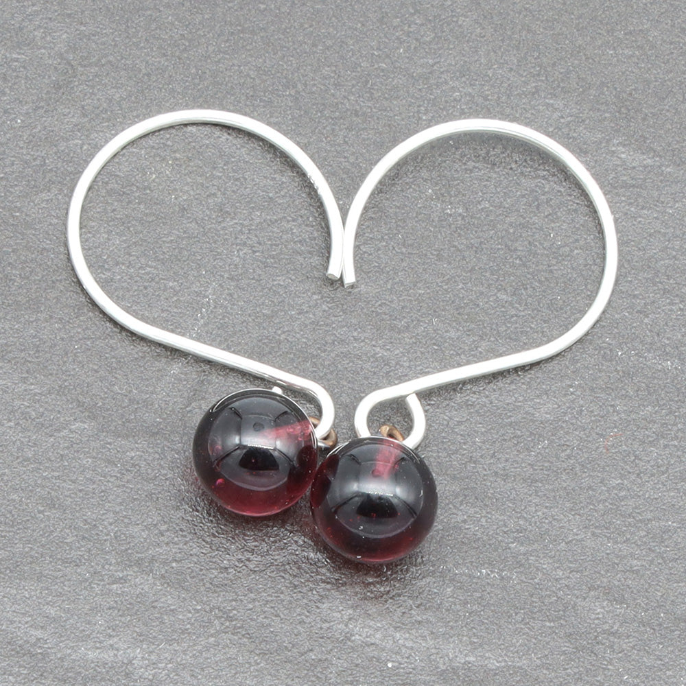 Shiny Purple Tiny Ball Silver Hoop Earrings