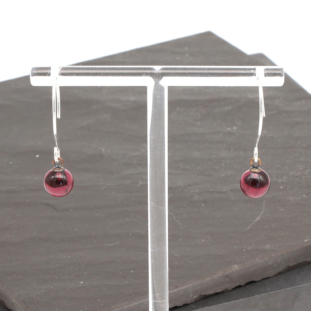 Shiny Purple Tiny Ball Silver Hoop Earrings