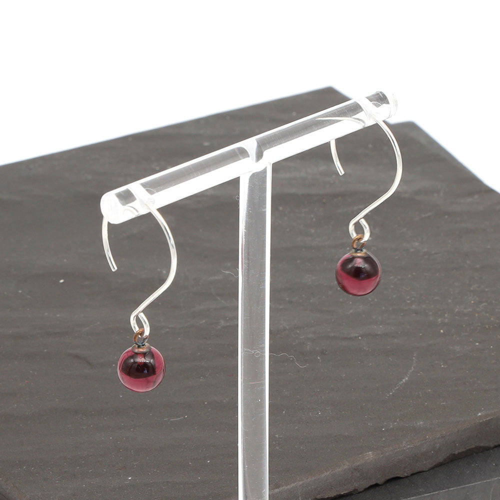 Shiny Purple Tiny Ball Silver Hoop Earrings