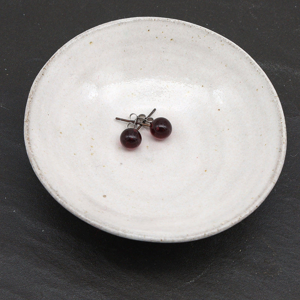 Shiny Transparent Purple Glass Stud Earrings