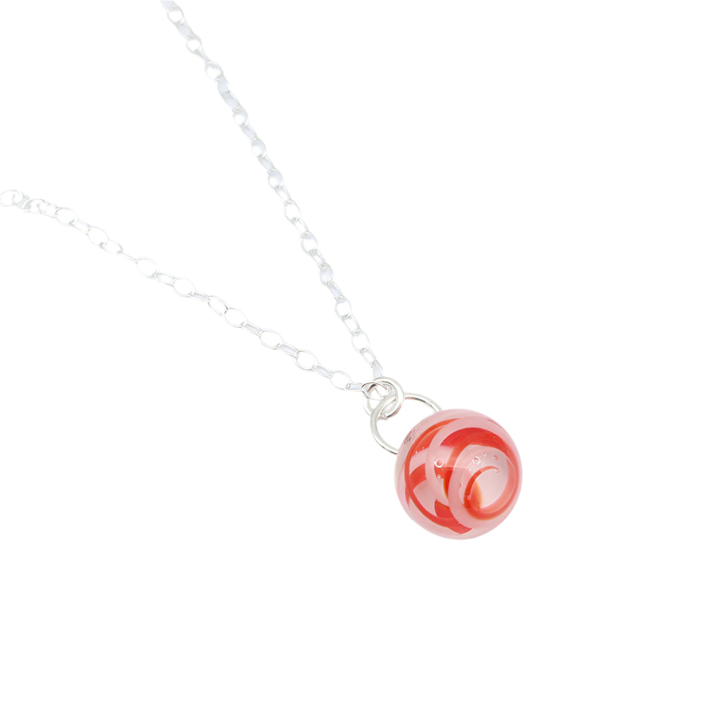 Red and White Glass Marble Necklace