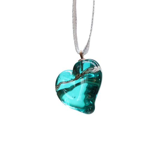 Tiny Glass Seaside Heart Hanging Decoration