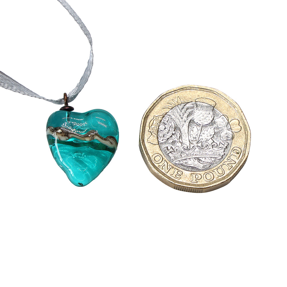 Tiny Glass Seaside Heart Hanging Decoration