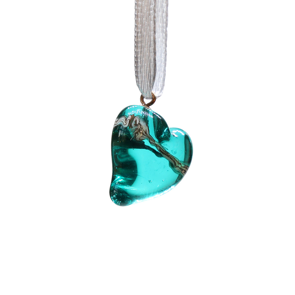 Tiny Glass Seaside Heart Hanging Decoration