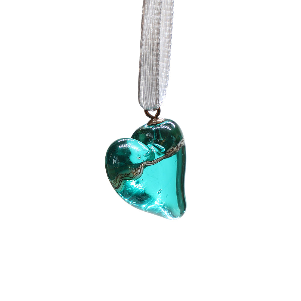 Tiny Glass Seaside Heart Hanging Decoration