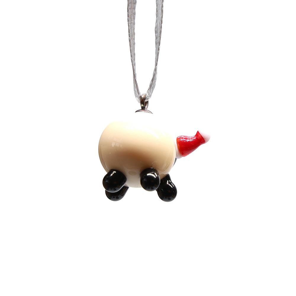 Tiny Glass Christmas Sheep Hanging Decoration