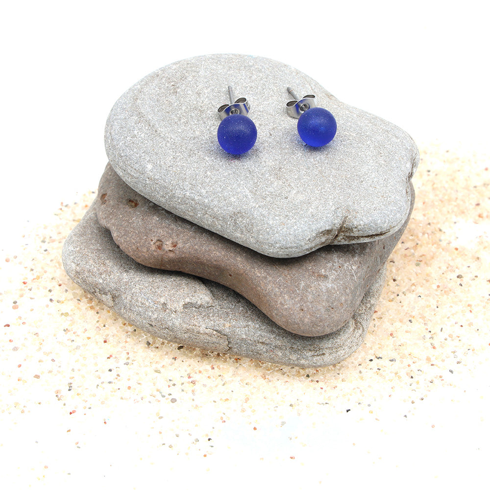 Frosted Sherry Bottle Glass Stud Earrings