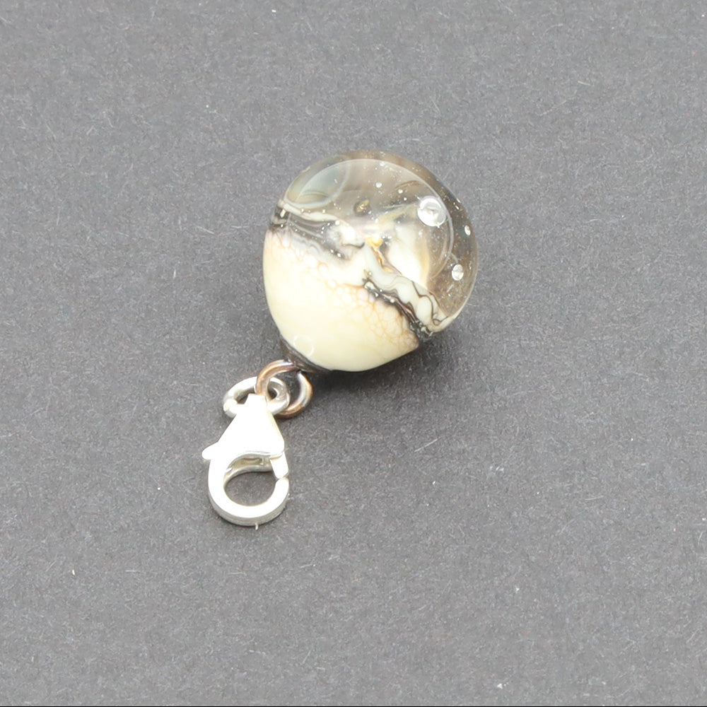 Shiny Clear & Silvered Ivory Droplet Charm