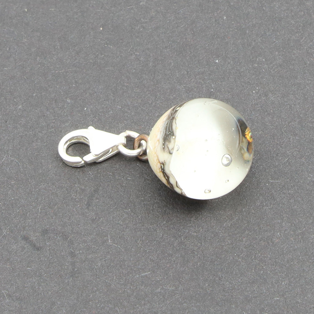 Shiny Clear & Silvered Ivory Droplet Charm