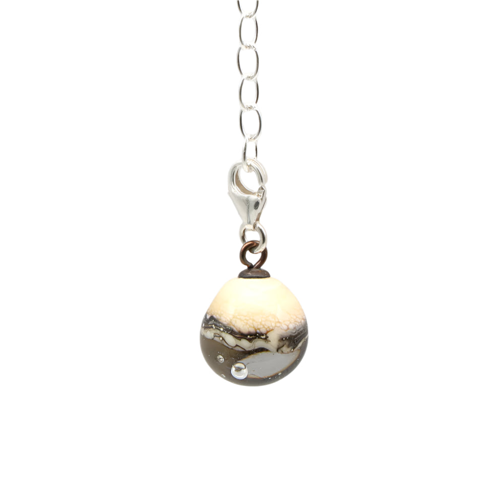 Shiny Clear & Silvered Ivory Droplet Charm
