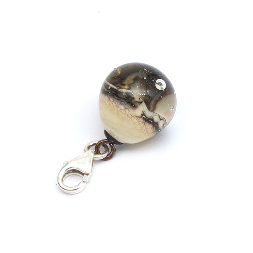 Shiny Clear & Silvered Ivory Droplet Charm