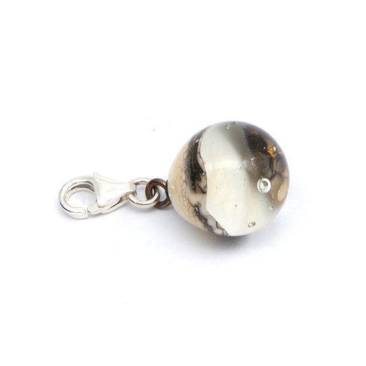 Shiny Clear & Silvered Ivory Droplet Charm