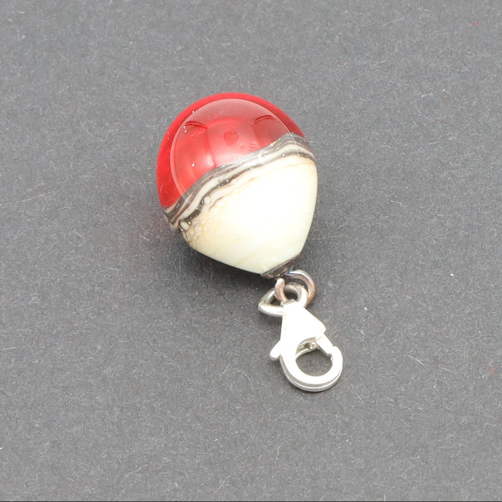 Shiny Orange & Silvered Ivory Droplet Charm