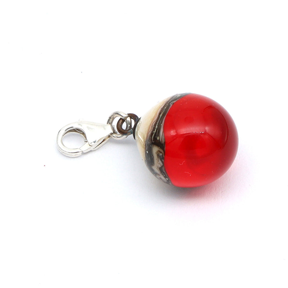 Shiny Orange & Silvered Ivory Droplet Charm