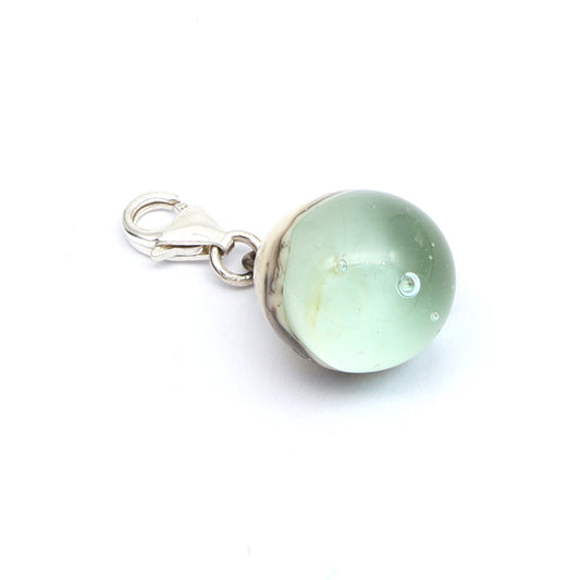 Shiny Pale Blue & Silvered Ivory Droplet Charm