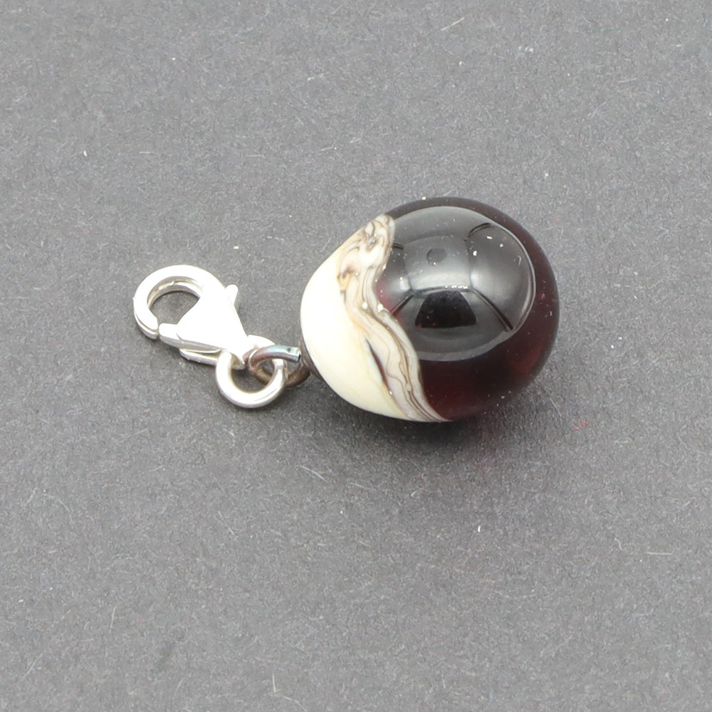 Shiny Purple & Silvered Ivory Droplet Charm