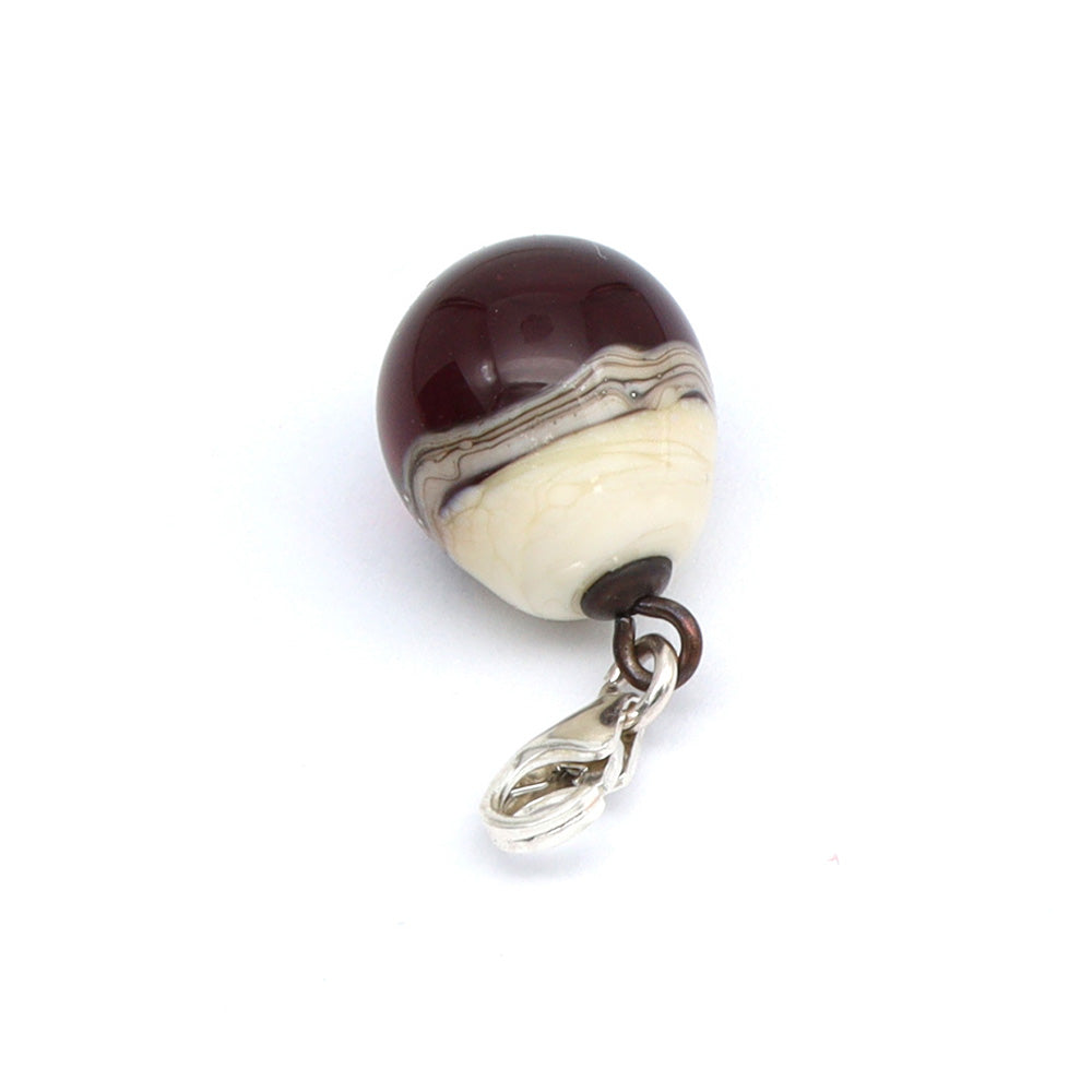 Shiny Purple & Silvered Ivory Droplet Charm