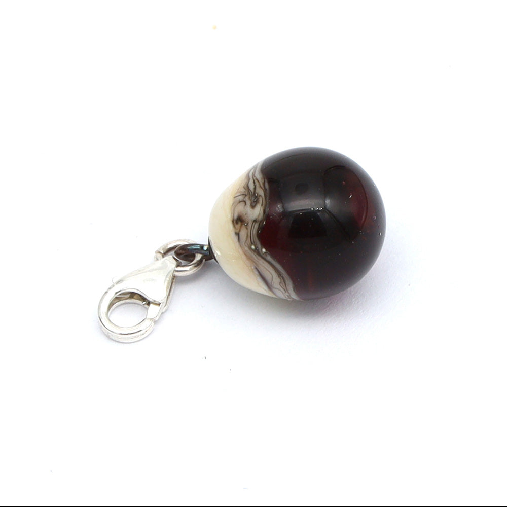 Shiny Purple & Silvered Ivory Droplet Charm