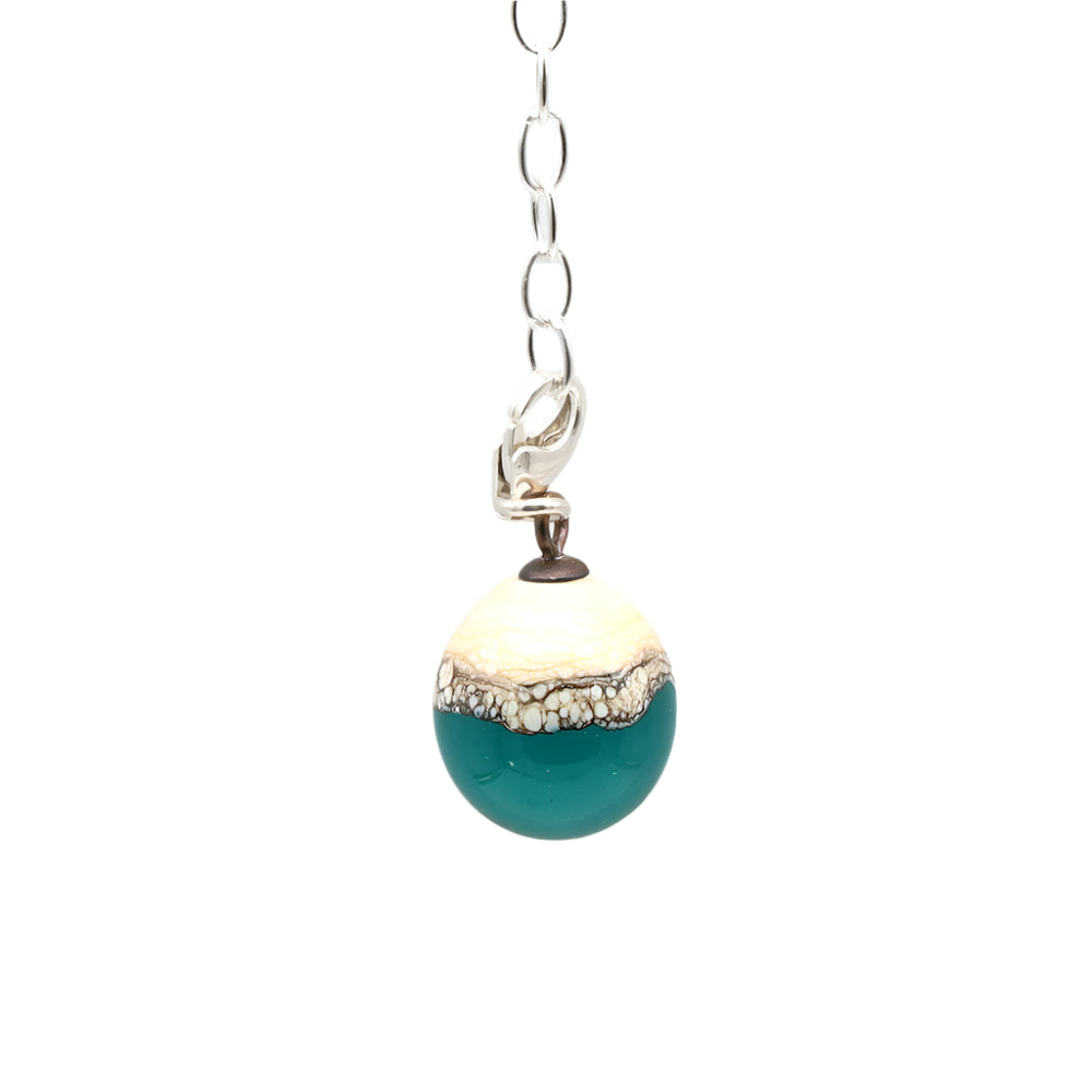 Shiny Teal & Silvered Ivory Droplet Charm
