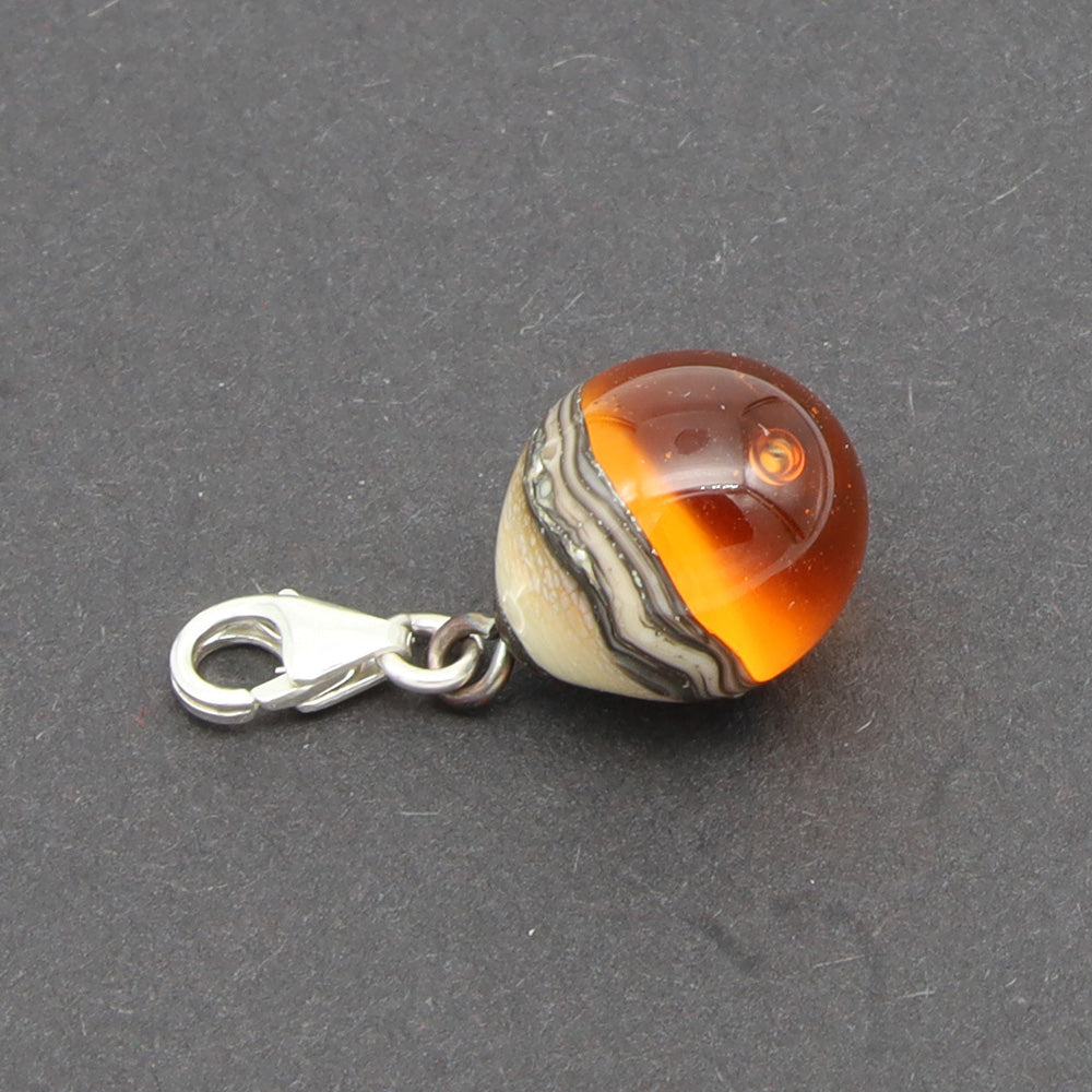 Shiny Yellow & Silvered Ivory Droplet Charm