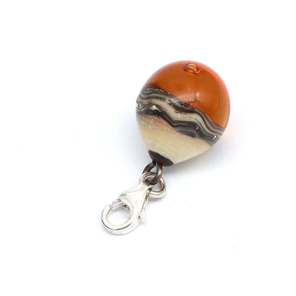 Shiny Yellow & Silvered Ivory Droplet Charm